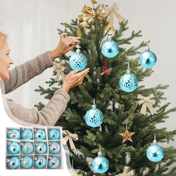 12 Pcs 1.97 in Christmas Balls Christmas Tree Decorations Ball Plastic Hanging Ornaments Baubles for Holiday Party Decor
