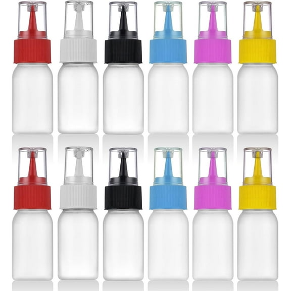 12 Pcs 1 oz Cookie Icing Bottles for Cake Writing Icing,Happon Small Squeeze Bottles for Cookie Icing,Mini Condiment Squeeze Bottles for Cookie Decorating