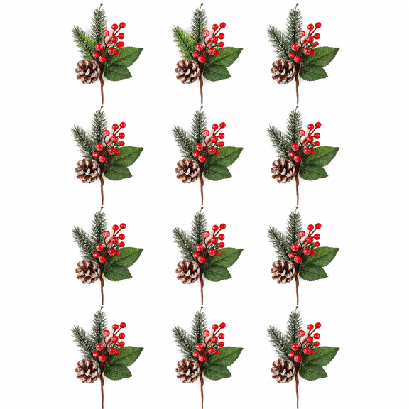 12 Pcs 11'' Large Christmas Pine Picks Tree Decoration