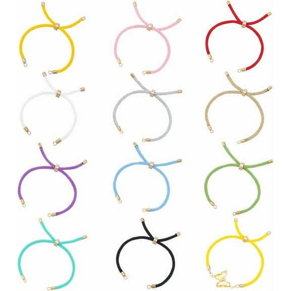 12 Pcs 12 Colors Adjustable Slider Bracelets Polyester Twisting Bracelet Adjustable Bracelet Cord Bracelets Making Cord for DIY Crafting Jewelry Making Mixed Color