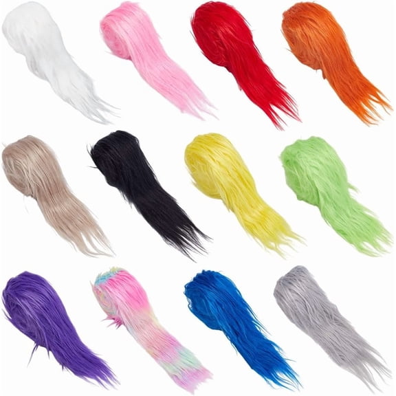 12 Pcs 12 Colors Fur Ribbon 70.8x1.9inch Craft Fur Fabric Super Soft Craft Fur Trim Fuzzy Ribbon Sewing Fur Cuts Furry Fabric Ribbon for Cosplay Costume DIY Craft Decoration colorful