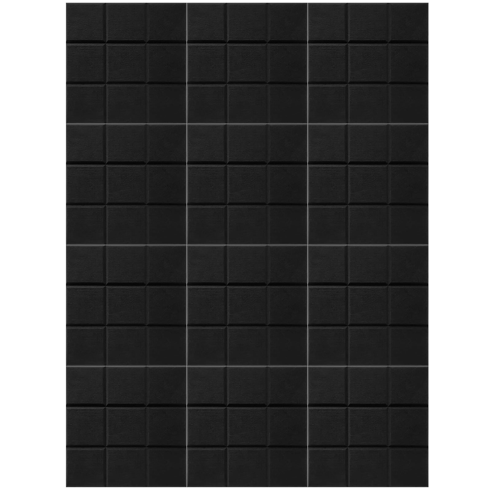 12 Pcs Nine-Grid Felt Wall Panels,Black Cork Board Set with Full Back Adhesive, Repositionable,Easy Install, Noise Reducing,Push Pin Friendly (12x12 in/30x30 cm)
