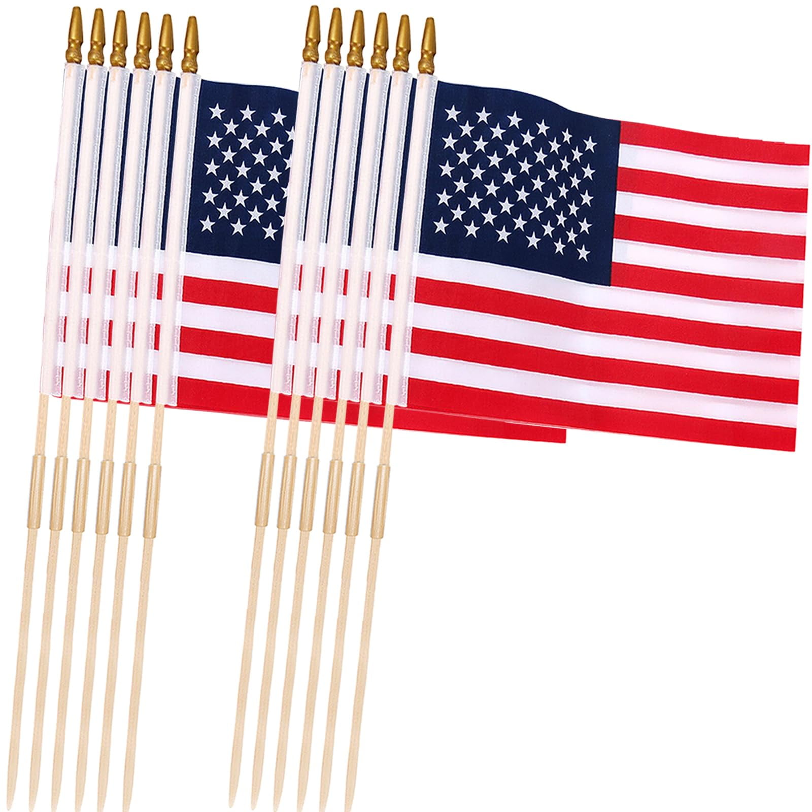 12-Piece 12x18 Inch Patriotic American Flags with Wooden Sticks