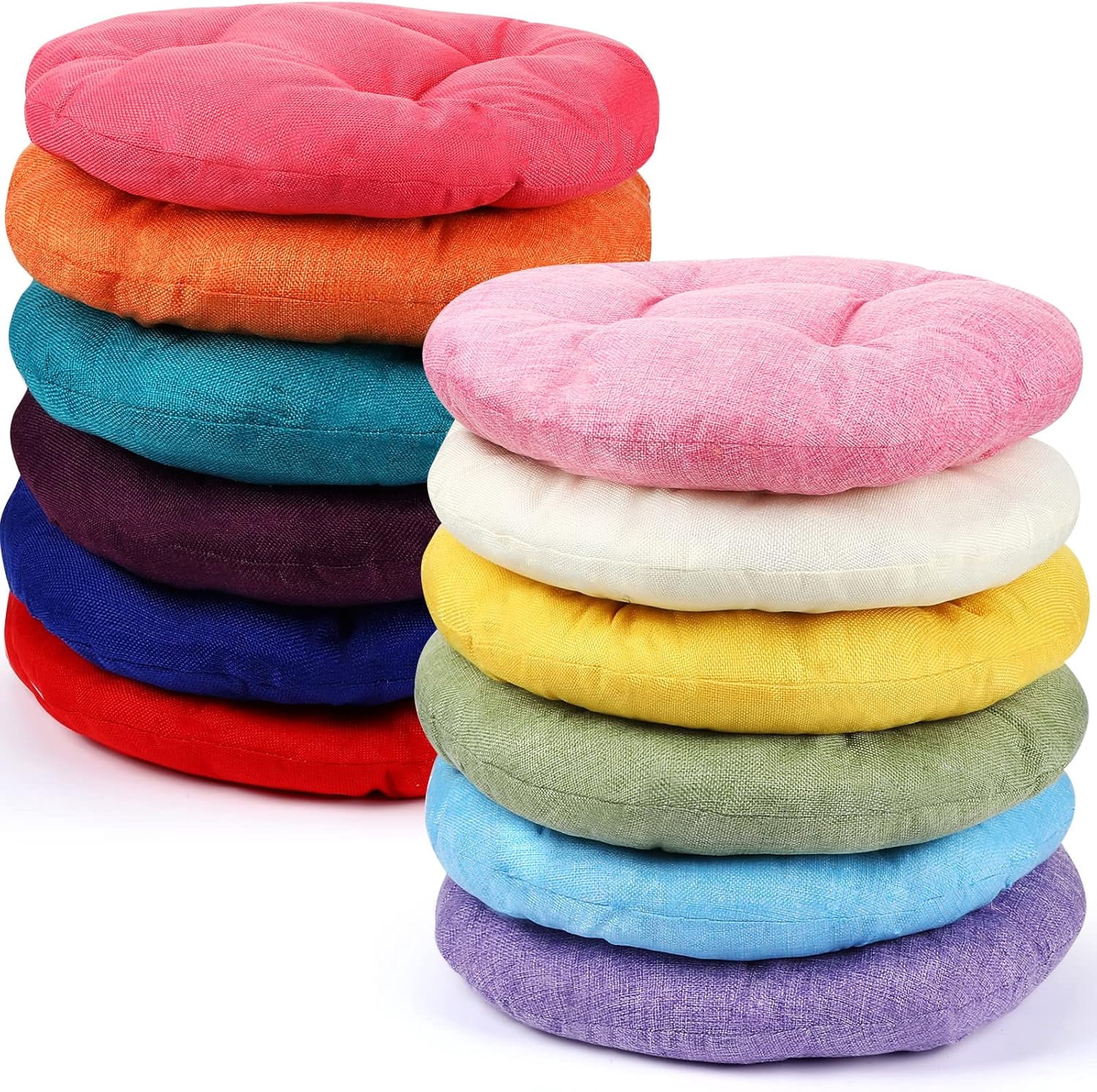 12 Pcs 15.7 Inch Round Floor Seat Cushions Floor Pillow Color Linen ...