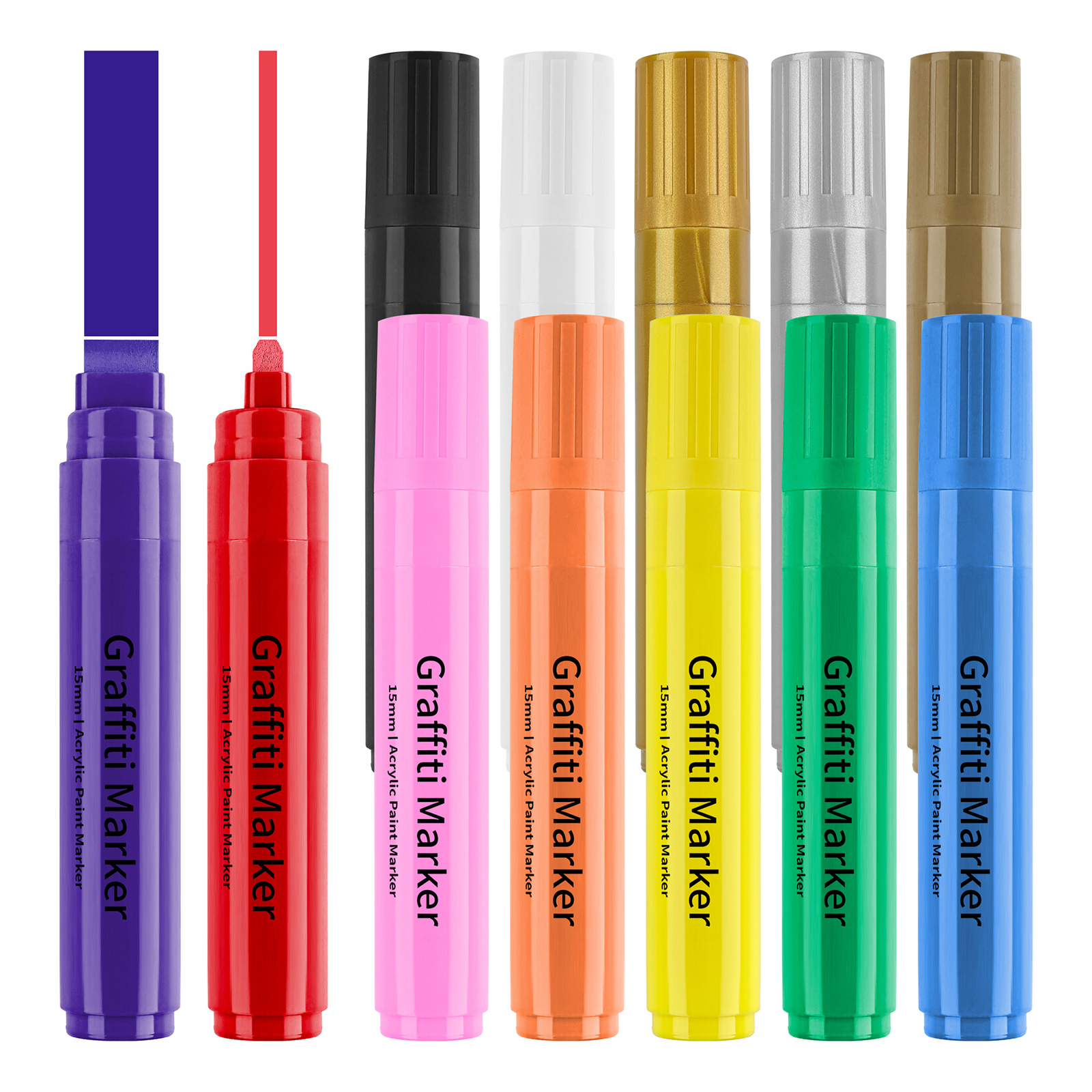 12 Pcs 15mm Wide Acrylic Pen Graffiti Marker Acrylic Markers Set Acrylic Paint Markers Craft Supplies