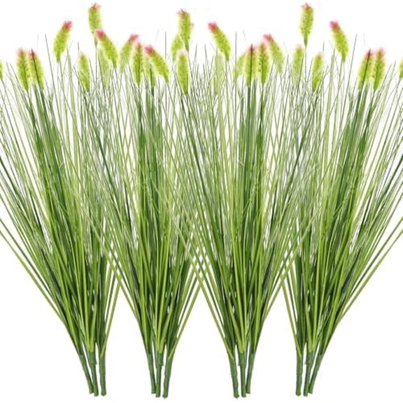 12 Pcs 16.5 Inches Artificial Wheatgrass Cattails Grass for Outdoor Decorations, Faux Wheat Grass Fake Plant, Green Leafy Decorations for Indoor Room Home Garden Office Decor