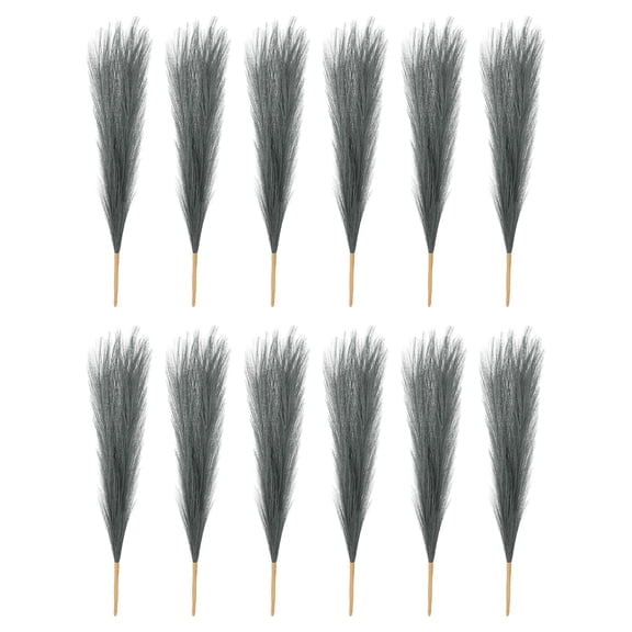 12 Pcs 17 Inch Faux Pampas Grass Artificial Boho Decor Home Gray