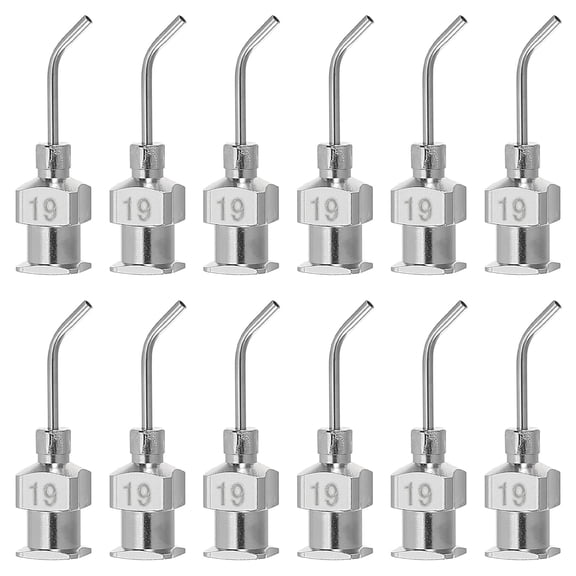 12 Pcs 19G 0.51 Inch Bent Blunt Tip Dispensing Needle with Lure Lock for Refilling Liquid Adhesives