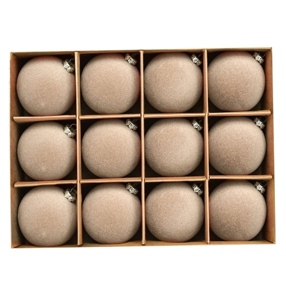 12 Pcs 2.36 Inch Velvet Flocked Christmas Ball Ornaments, Elegant Soft Hanging Baubles for Christmas Tree, Holiday Party, and Wedding Home Decor