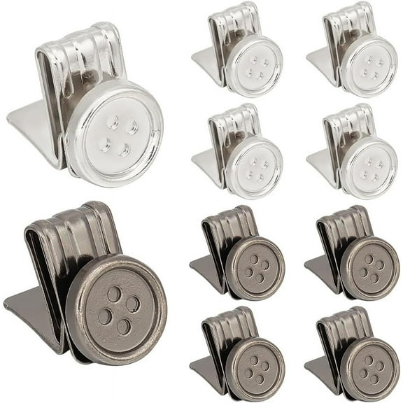 12 Pcs 2 Colors Alloy Suspenders Buttons Movable No Sew Button Suspender End Brace Clips for Pants Suspenders Hats Jeans Replacement (Black Platinum) Mixed Color 1box