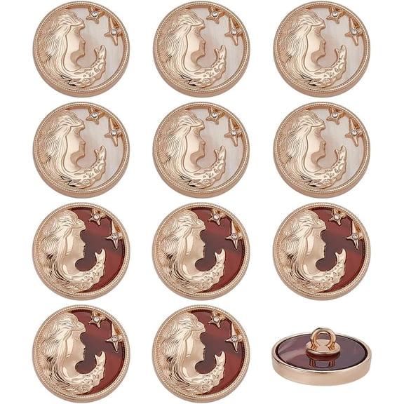 12 Pcs 2 Colors Metal Flat Round Buttons Vintage Human Face Pattern Sewing Button Replacement Repair Kit