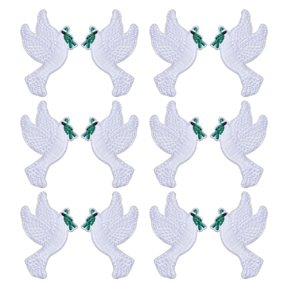 12 Pcs 2 Styles Peace Dove Patch Dove Self Adhesive Patches White Dove Embroidered Applique for DIY Sewing Crafts Accessories
