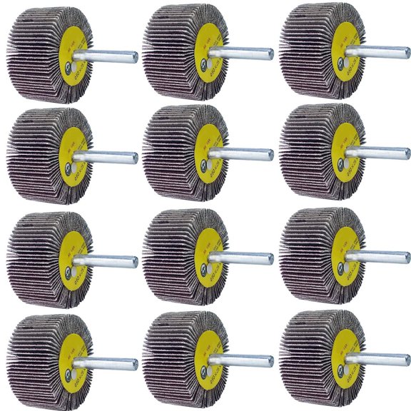 12 Pcs 2X 1 X1/4 Flap Wheels Set 3 pcs Of Each 40 60 80 and 120 Grits Aluminum Oxide for Remove Rust and Weld Burr 1/4 Shank Fits All Drills