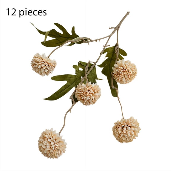 12 Pcs 20" Artificial Chrysanthemum Flowers, Realistic Simulation Mum Flowers 5 Head Autumn Floral Mums Balls for Parties Wedding Centerpieces, Home Decor