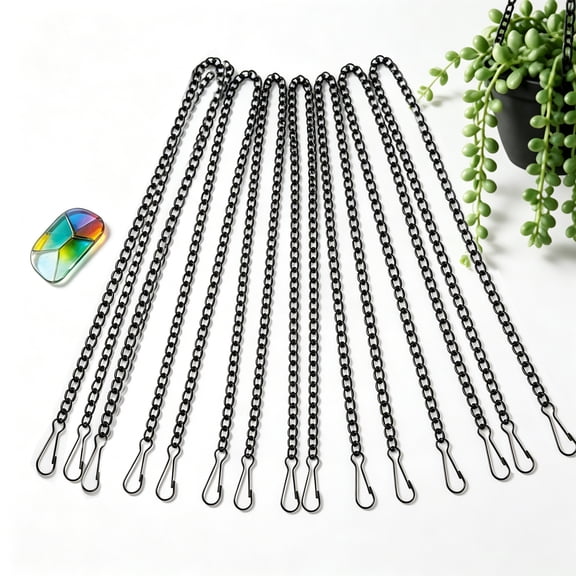 12 Pcs 20 Inch Stained Glass Window Hanging Chains with Hooks, Picture Hanging Chain, Decorative Chains for Window Ar, Gardens, Indoor and Outdoor Decor