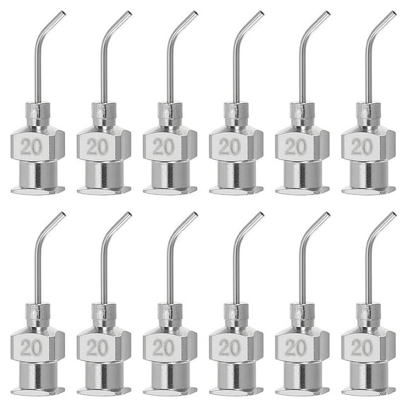 12 Pcs 20G 0.51 Inch Bent Blunt Tip Dispensing Needle with Lure Lock for Refilling Liquid Adhesives