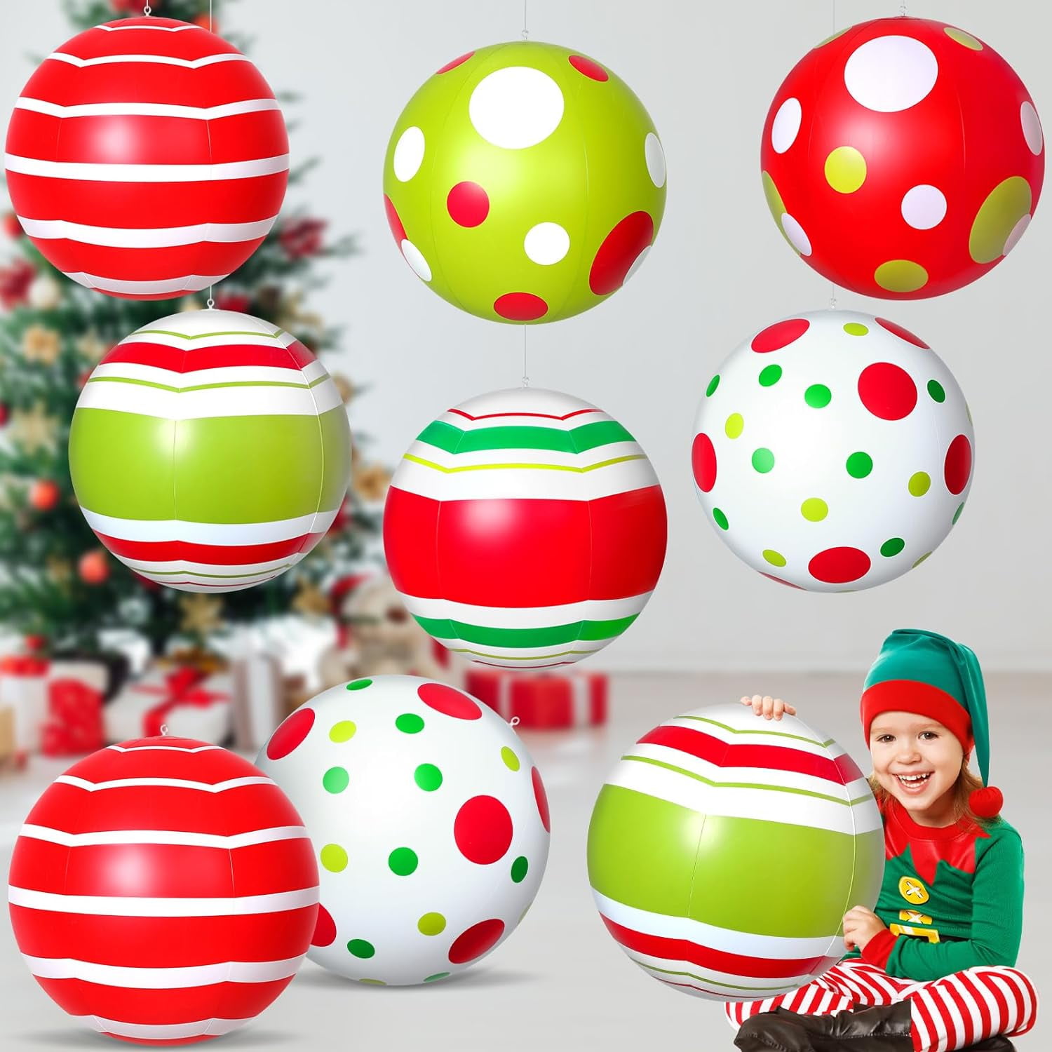 12 Pcs 24 Inch 16 Inch Giant Inflatable Christmas Ball Christmas