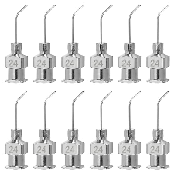 12 Pcs 24G 0.51 Inch Bent Blunt Tip Dispensing Needle with Lure Lock for Refilling Liquid Adhesives
