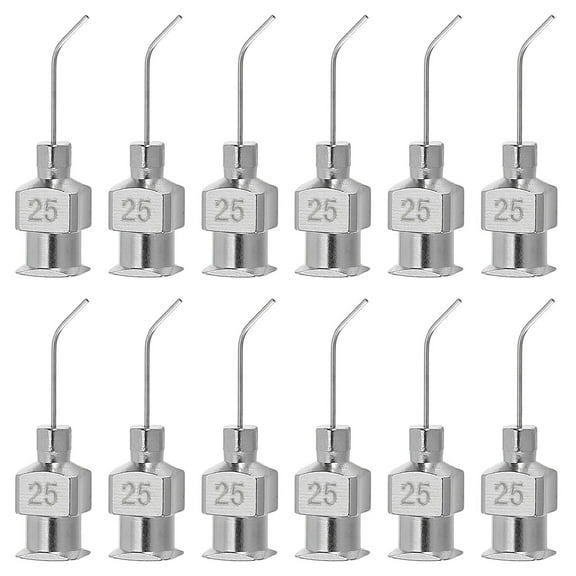 12 Pcs 25G 0.51 Inch Bent Blunt Tip Dispensing Needle with Lure Lock for Refilling Liquid Adhesives