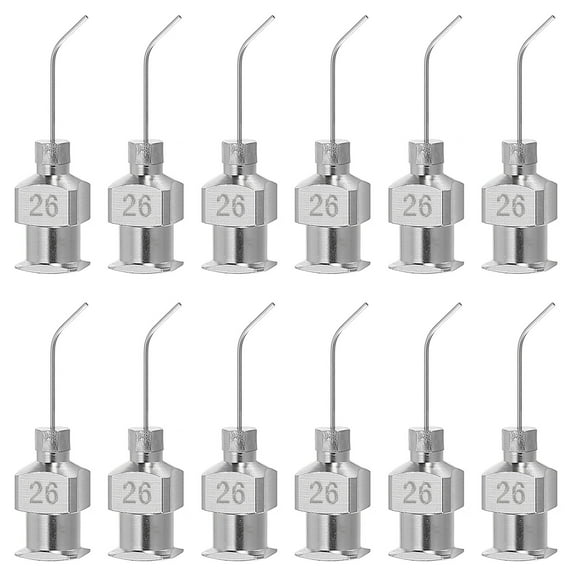 12 Pcs 26G 0.51 Inch Bent Blunt Tip Dispensing Needle with Lure Lock for Refilling Liquid Adhesives