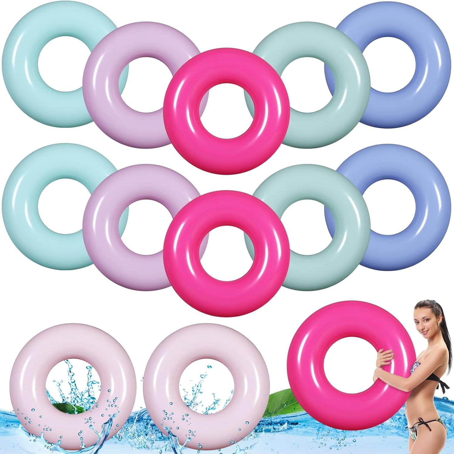 12 Pcs 28 Inches Inflatable Pool Float Bulk Swim Tube for Adult ...