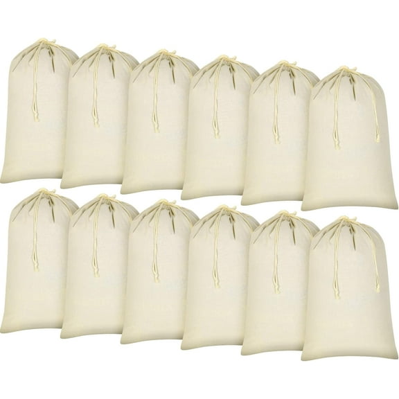 12 Pcs 28" x 36" Canvas Laundry Bags Bulk Large Cotton Laundry with Drawstring Heavy Duty Hamper Liner Washable Dirty Clothes for home College Sports Dorms Travel