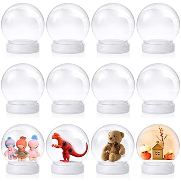 12 Pcs 3.9 Inch DIY Snow Globe Bulk Clear Water Globe with Screw Off Cap Plastic Empty Snow Craft for Home DIY Craft Wedding Decoration$$Home Decor, Kitchen, & Other