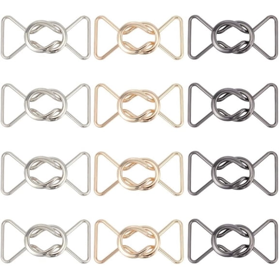12 Pcs 3 Color Alloy Buckle 2.6x1.4 inch Bowknot Decorative Buckle Bowtie Interlocking Metal Buckle Metal Roller Buckles Interlocking Buckle Clasp for DIY Waist Belt Hand Sewing Dress Belt