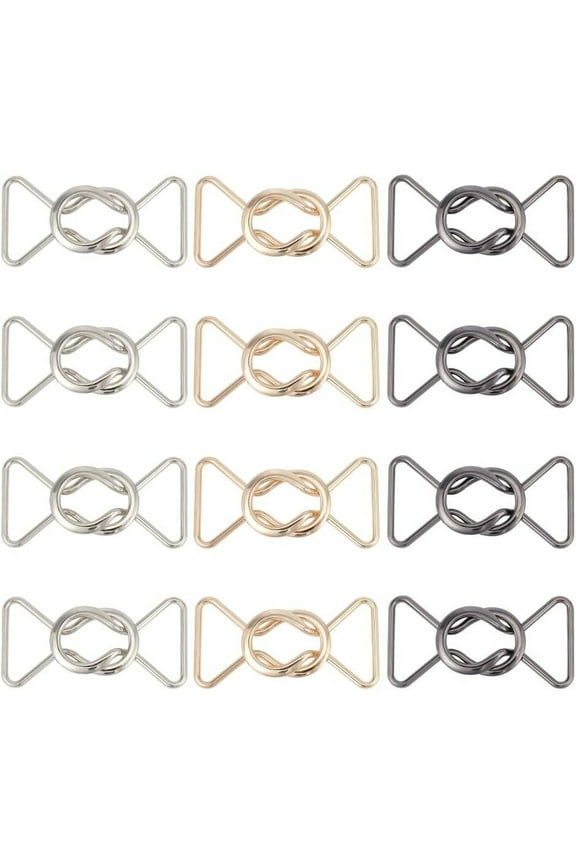 12 Pcs 3 Color Alloy Buckle 2.6x1.4 inch Bowknot Decorative Buckle Bowtie Interlocking Metal Buckle Metal Roller Buckles Interlocking Buckle Clasp for DIY Waist Belt Hand Sewing Dress Belt