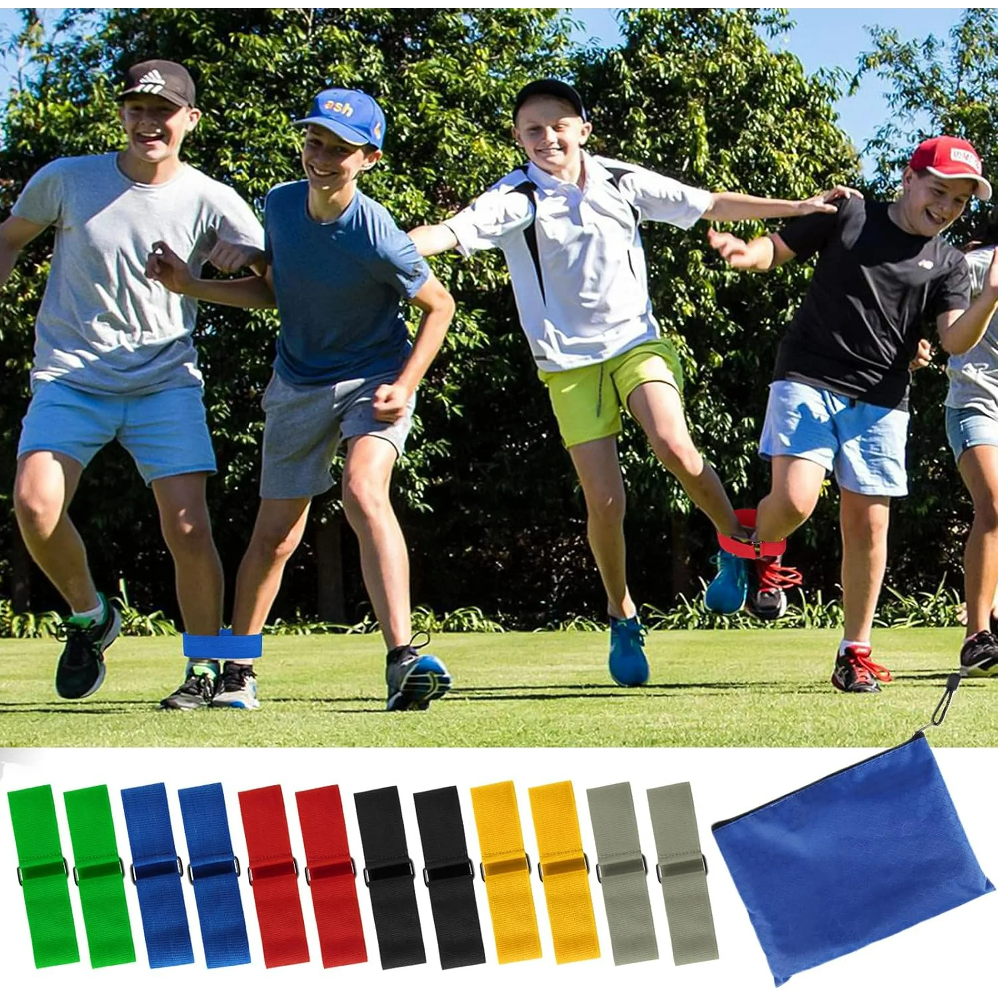 12 Pcs 3 Legged Race Bands Elastic Tie Kids Outdoor Teamwork Game Adults Family Carnival