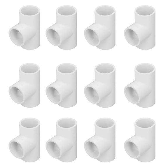 12 Pcs 3 Way PVC Pipe Fitting Elbow Adapter Connector, 3D Equal Diameter Tee Joiner for Cold Water Pressure Supply Irrigation Pool Spa Tubing Frame Structure, White, 20mm (0.79 in) Inner Dia