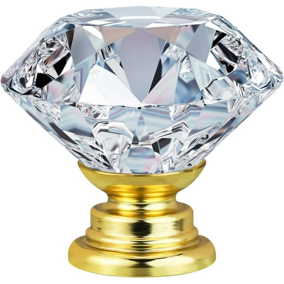 12 Pcs 30MM Crystal Clear Glass Dresser Knobs Silver Diamond Drawer Knobs Pulls Handles Kitchen Cabinet Knobs for Dresser Drawers