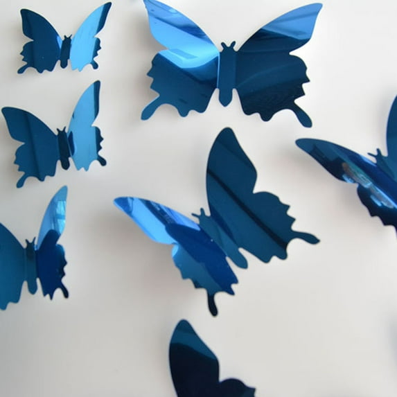 12 Pcs 3D Butterfly Mirror Decor – Self-Adhesive Wall Stickers for Room, Home Art, DIY Bedroom & Living Room Decoration