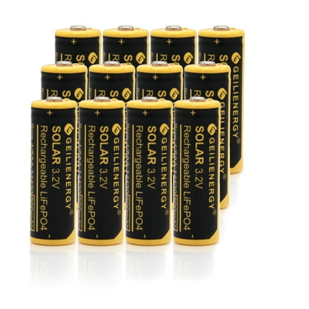 (12 Pcs) 3.2v 4/5 AA 14430 500mAh LiFePO4 Lithium Rechargeable Solar Battery for Outdoor Solar Lights
