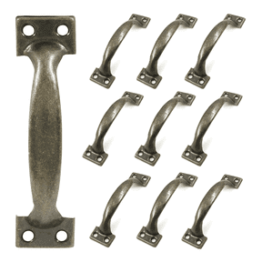 12 Pcs 4" Antique Pull Handle Rustic Gate Handle, 3.2 inch Hole to Hole Iron Hardware Handle Pull, Vintage Farmhouse Cabinet Handles, Drawer Pulls for Outdoor, Garage & Drawer, Bronze
