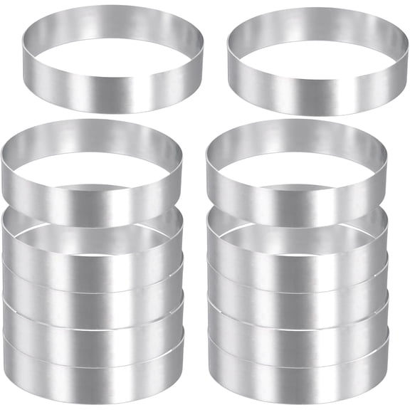 12 Pcs 4 Inch Hamburger Bun Rings, Nonstick Cake Ring Molds, 304 Stainless Steel Cooking Rings for Cake, Hamburgers, Eggs, Pancakes