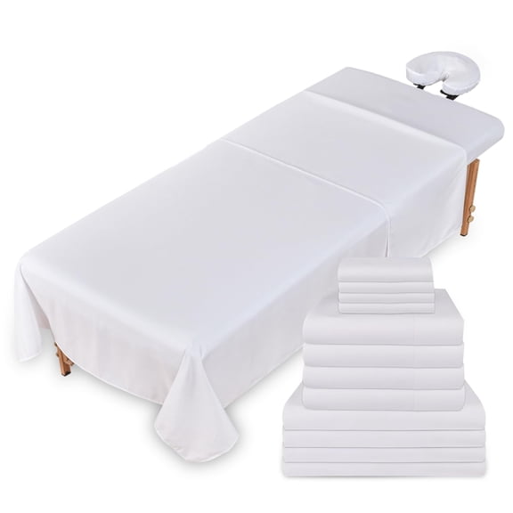 12 Pcs 4 Sets Premium Microfiber Massage Table Sheet Set, Include Massage Table Cover, Massage Fitted Sheet, Massage Rest for Beauty Salon Spa Hair Salon (Pure white)