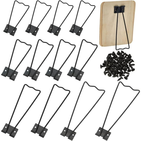 12 Pcs 4 Styles Photo Frame Easel Back Stand Iron Photo Bracket Black Picture Frame Easel with 30 Pcs Screws Photo Back Support Tabletop Picture Stand Accessory