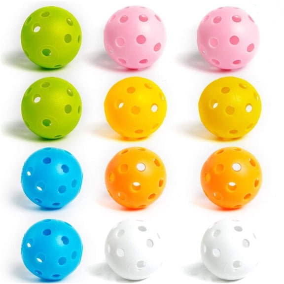 12 Pcs 42MM Plastic Golf Balls,26-Hole Indoor Outdoor Practice Ball,Practice Golf Balls for Backyard,Soft Children's Hole Ball Toy,Training Plastic Balls Airflow Hollow for Swing Practice (Multicolor)