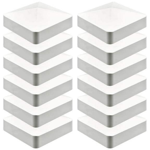 12 Pcs 4x4 Post Caps, White Pyramid PVC Vinyl Fence Deck Tops, Weather Resistant Classic Design, 4 x 4 x 1.3 in for Outdoor Posts