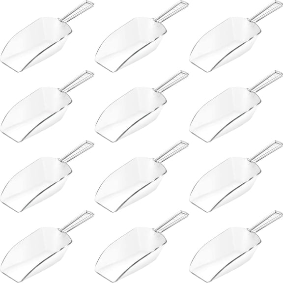 12 Pcs 5.5'' Mini Clear Plastic Acrylic Kitchen Scoops Multi Purpose Small Ice Scoop for Wedding Ice Cream Candy Dessert Buffet Tea Popcorn