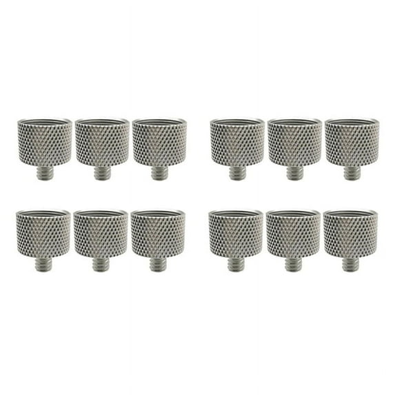 12 Pcs 5/8 Inch Female to 1/4 Inch Male Threaded Screws Microphone Screw Adapter for Mic Microphone Stand Clamp (Silver)