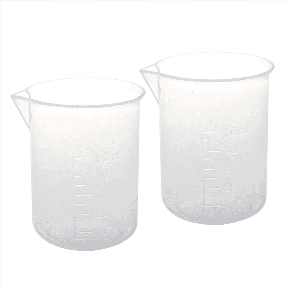 12 Pcs 50 Ml Laboratory Plastic Water Liquid Measuring Cup Transparent