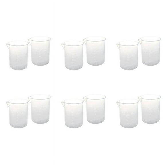 12 Pcs 50 Ml Laboratory Plastic Water Liquid Measuring Cup Transparent