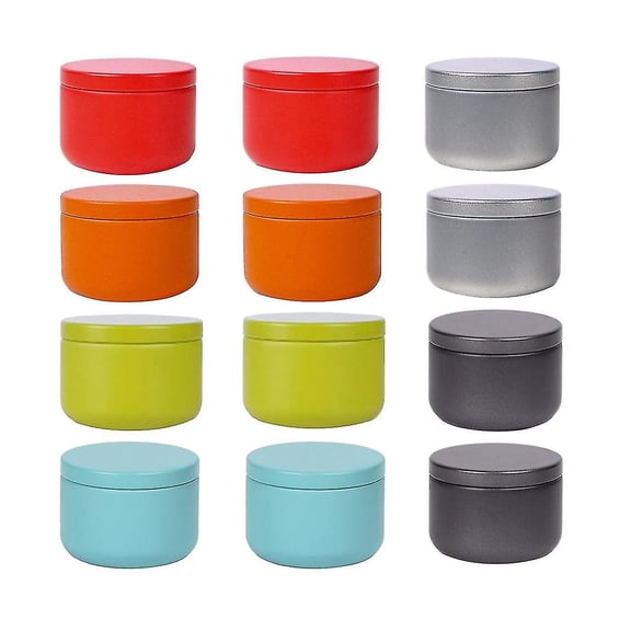 12 Pcs 54x40mm Round Tin Jar Tea Tins Food Storage Container For Loose Tea, Coffee, Candy, Spice, P