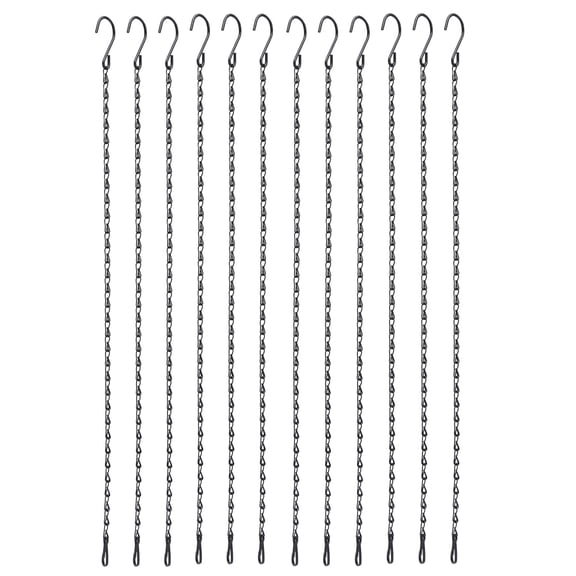 12 Pcs 58.5cm/23in Hanging Chain for Bird Feeders, Planters, Lanterns, Wind Chimes, Billboards, Chalkboards Ornaments Garden Flower Suspension (Black)