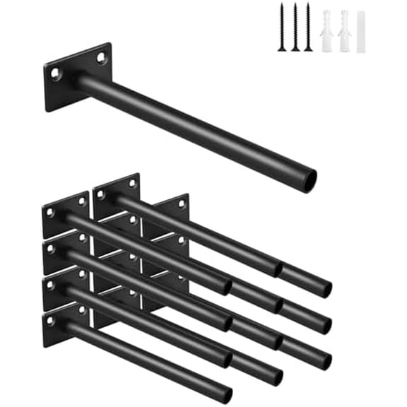 12 Pcs 6" Black Steel Floating Shelf Bracket Blind Shelf Supports - Hidden Brackets for Floating Wood Shelves - Concealed Blind Shelf Support – Screws and Wall Plugs Included