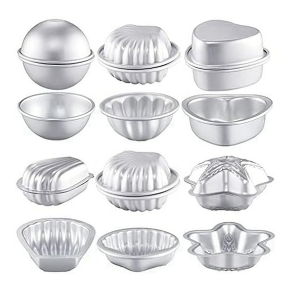 12 Pcs 6 Shapes Bath-Bomb Making for Crafts DIY Crafting Mould Handmade Soaps Candle Cake Baking