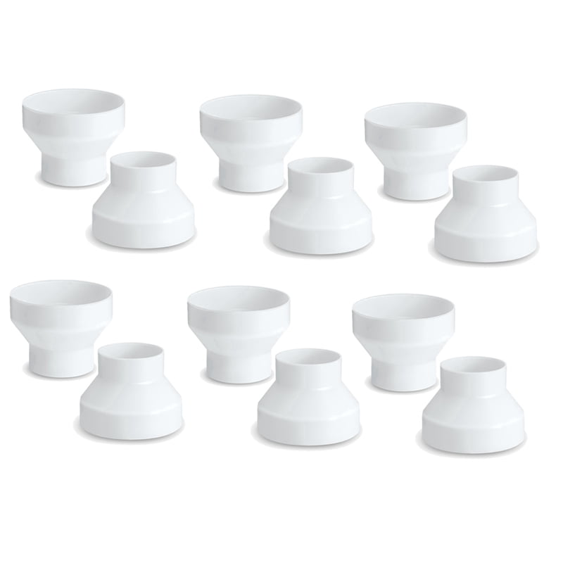 12 Pcs 6 to 4 Inch Duct Reducer Increaser ABS Air Duct Adapter Duct Fan or Dryer Vent Adapter  Pipe Connector, White