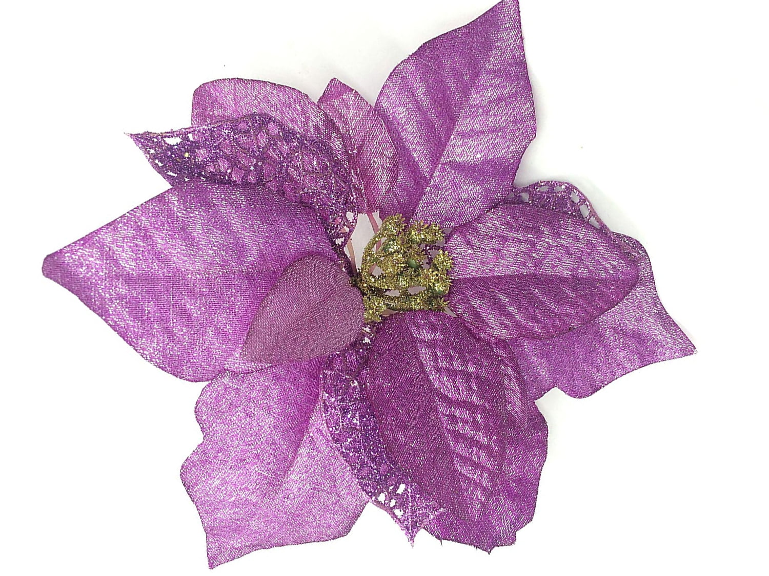 12 Pcs 7.8" Christmas Poinsettias Tree Decorative Silk Flower